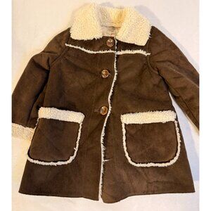 Barn Jacket Coat Boys Girls Unisex Old Navy Size 2T Fur Trim Soft Buttons Brown